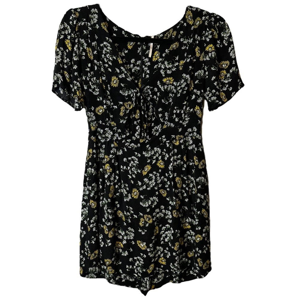 Free People Jinx Floral Tie Front Romper Playsuit Boho Festival Cottage Size 2